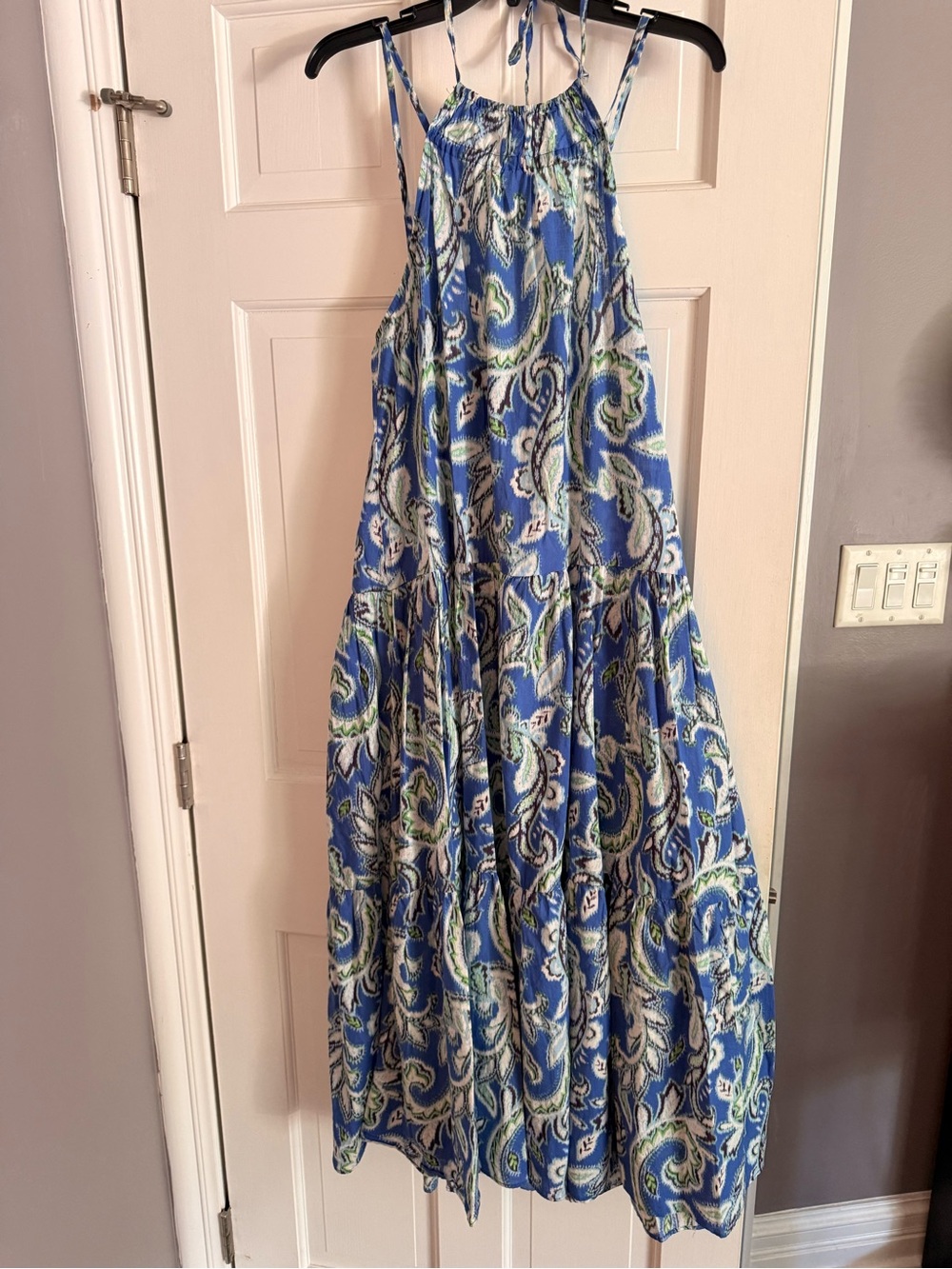Zara Blue Paisley Halter Maxi Dress